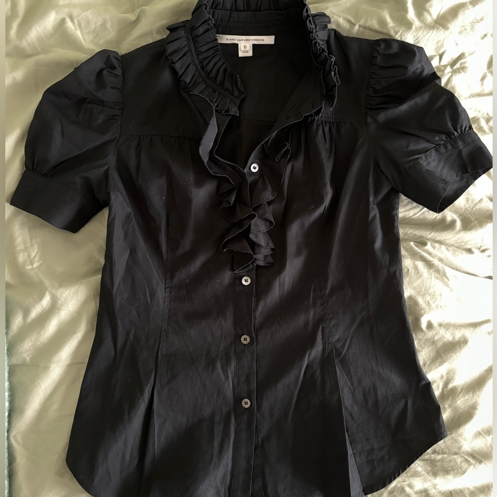 Diane Von Furstenberg black blouse - Picture 3 of 4